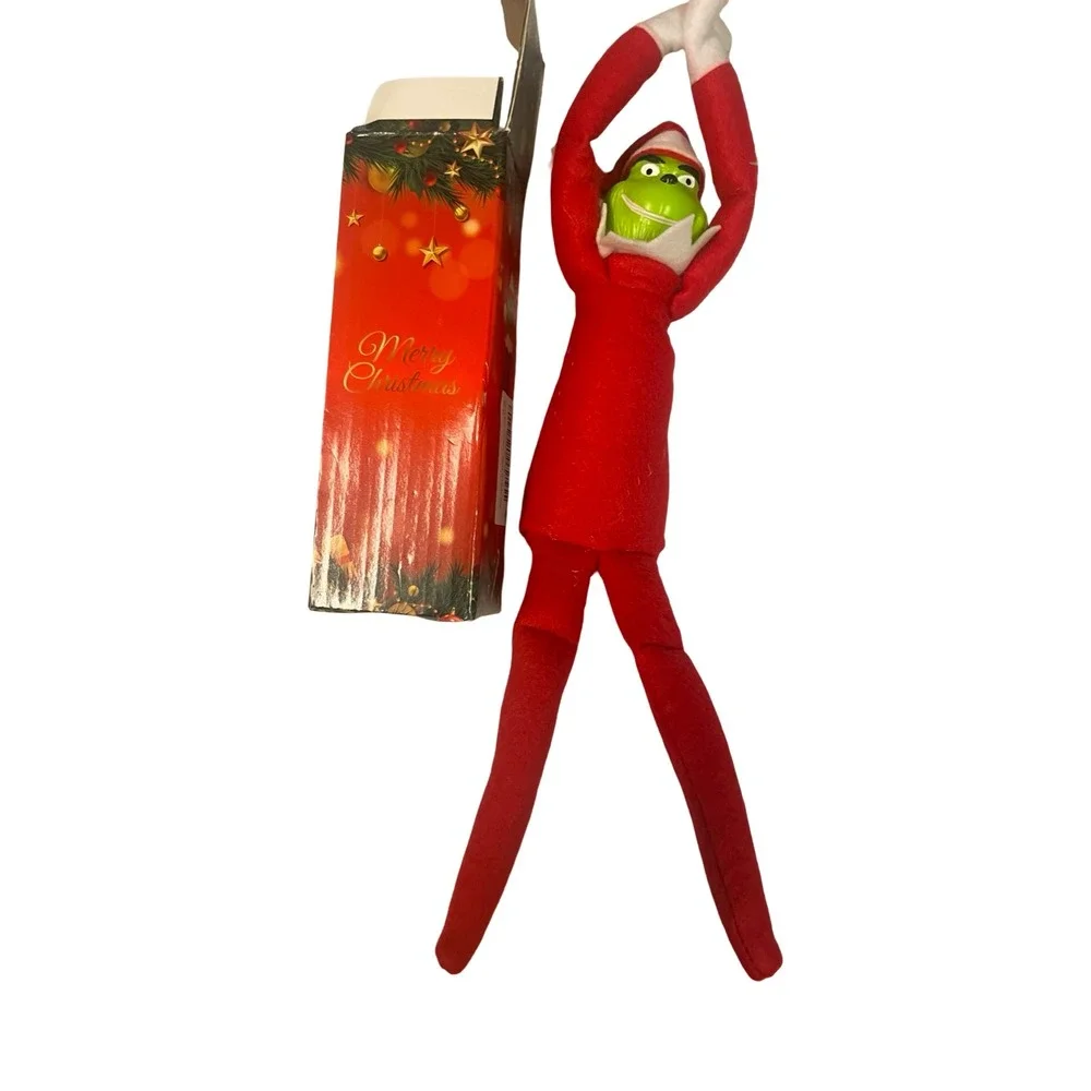 Grinch Christmas Elf Doll 13 inch Poseable Plush Holiday Decoration with‎ Box